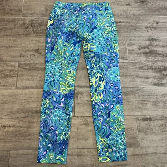 Lilly Pulitzer Women's Sea Blue Lilly's Lagoon Kelli Pants Skinny Leg Size 00 - Picture 4 of 8